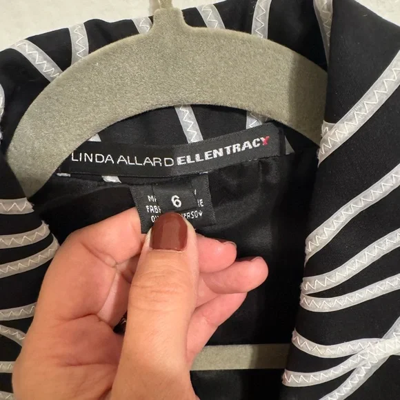 Linda Allard Ellen Tracy Zig Zag Chic Black and White Patterned Blazer - Picture 2 of 8